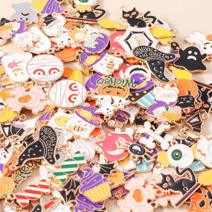 Leslie Mix 10/20/30pcs Halloween Charm Pumpkin Ghost Spider Bat Pendant for diy Earring Necklace Jewelry Making Accessories