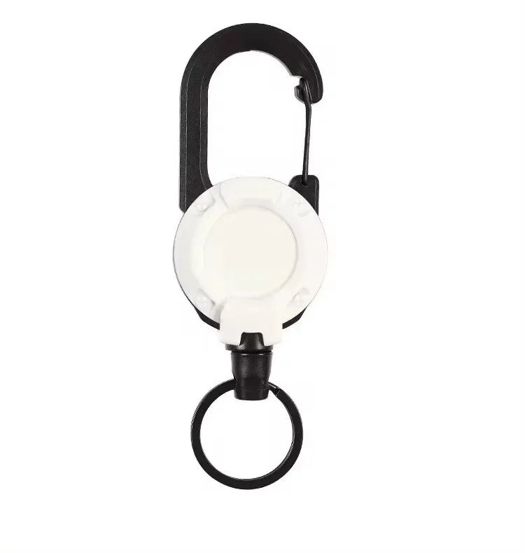 1pcs Heavy Duty Retractable Pull Badges ID Reel Carabiner Key Chain Steel Wire Rope Buckle Key Holder Outdoor Keychain Tools