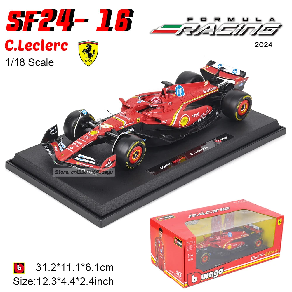 Bburago 1:18 New 2023 SF23 F1 Racing #16 Charles Leclerc #55 Carlos Sainz Static Car Model Vehicles Formula 1 Alloy Toy Vehicle