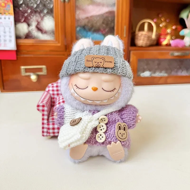 Labubu 3.0 Big into Energy Series Clothes  Labubu Bear Sweater Flanged hat Set Combining fashion & cuteness Labubu Ropa[no doll]