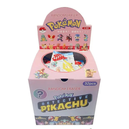 32Pcs/Set Anime Pokemon Pikachu Psyduck Charmander Diy Cartoon Pencil Eraser Action Figure Student Articles Stationery Kids