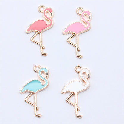 WYSIWYG 10pcs 25.5x13mm 4 Colors Enamel Flamingo Charms Pendant For DIY Jewelry Making Handmade Jewelry Craft Findings