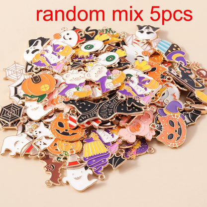 Leslie Mix 10/20/30pcs Halloween Charm Pumpkin Ghost Spider Bat Pendant for diy Earring Necklace Jewelry Making Accessories