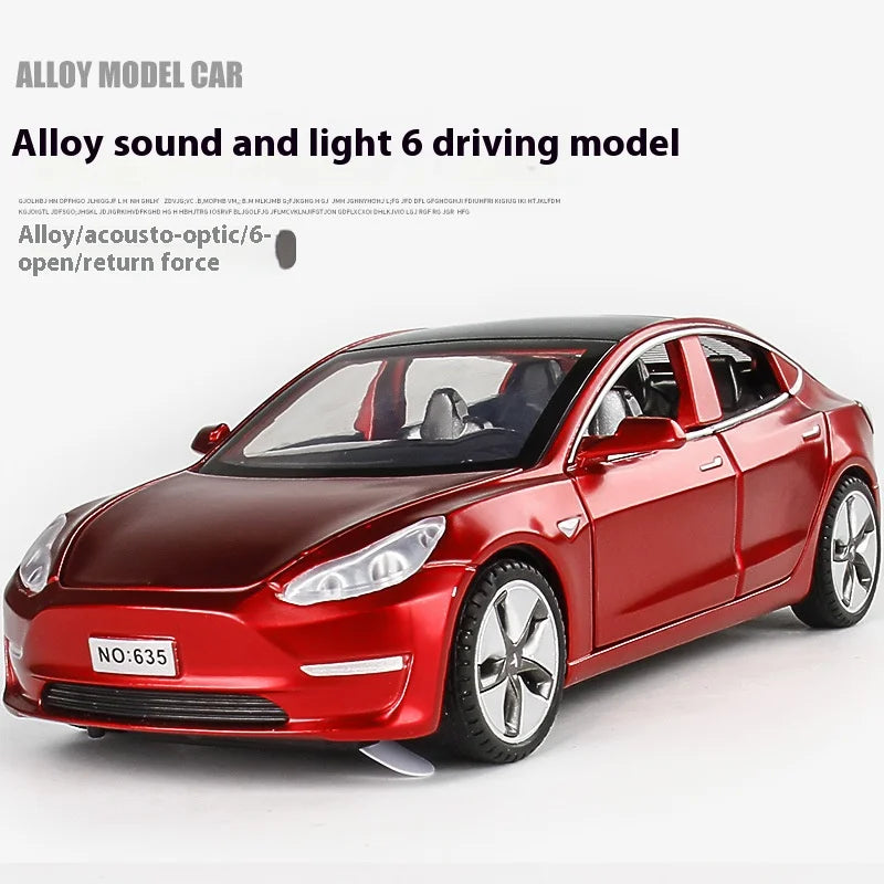 1:32 Model 3 Model X Alloy Diecast Metal Model Car Sound & Light Mini GT Miniature Collections Decorative Ornaments Gifts Friend
