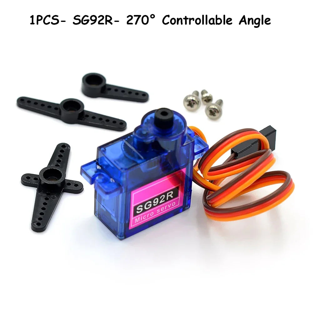 SG92R Micro Servo Motor 4.8-6V 360/270/180 Degree Continuous Rotation Controllable Angle for Robot RC Drone Aircraft Model 9g