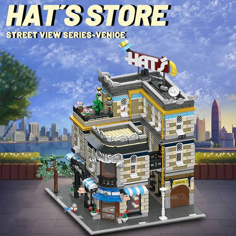 Street View The Hat Store Building Blocks City Model Creative Expert Module Assembly Bricks Constructor Kids Toy For Adult Gifts