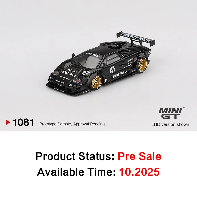 PreSale MINIGT 1081 1:64 LBWK Lamborghini Countach LB WORKS Black Diecast Car Model Collection Toys