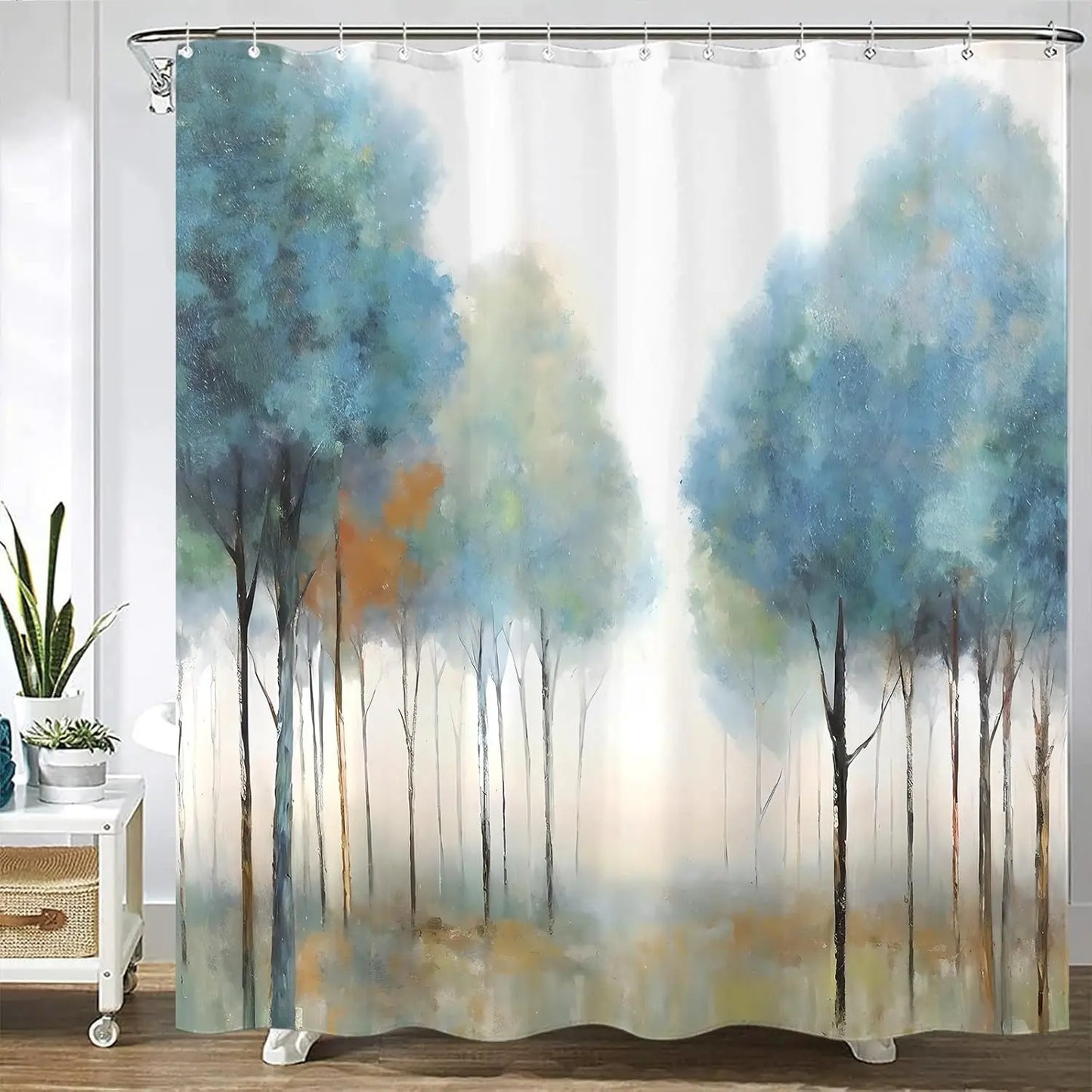 Colorful tree flower shower curtain fabric bathroom decoration with 12 hooks 180x 180cm bathtub shower curtain