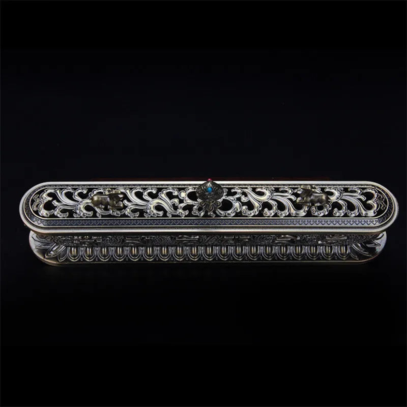 Antique Handmade Copper Tibet Incense Burner Incense Stick Holder Zen Buddhist Teahouse Home Office Decoration Crafts Ornaments
