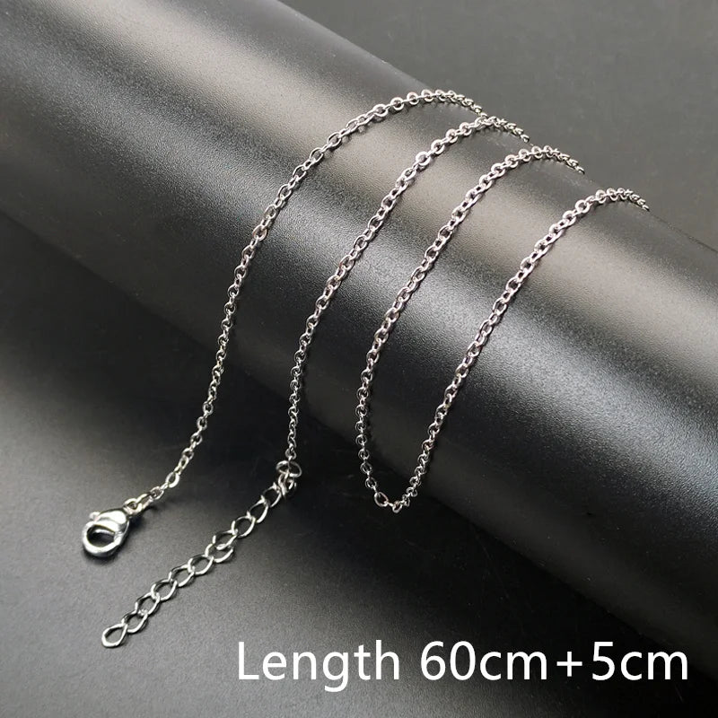 1pc 60+5cm Stainless Steel Necklace Chains 60cm with 5cm Adjustable Chain DIY Jewelry Making Materials