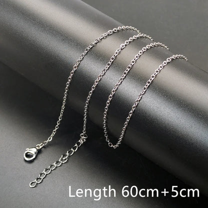 1pc 60+5cm Stainless Steel Necklace Chains 60cm with 5cm Adjustable Chain DIY Jewelry Making Materials