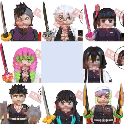 WM blocks 6116 6137 6138 Demon Slayer Tanjirou Nezuko Inosuke Zenitsu Giyuu Rengoku Uzui Tengen anime bricks building blocks
