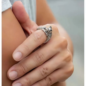 Vintage Black Alloy Cartoon Kitten Open Ring For Men And Women Personality Stylish Simple ring Crafts Suitable For Men And Women