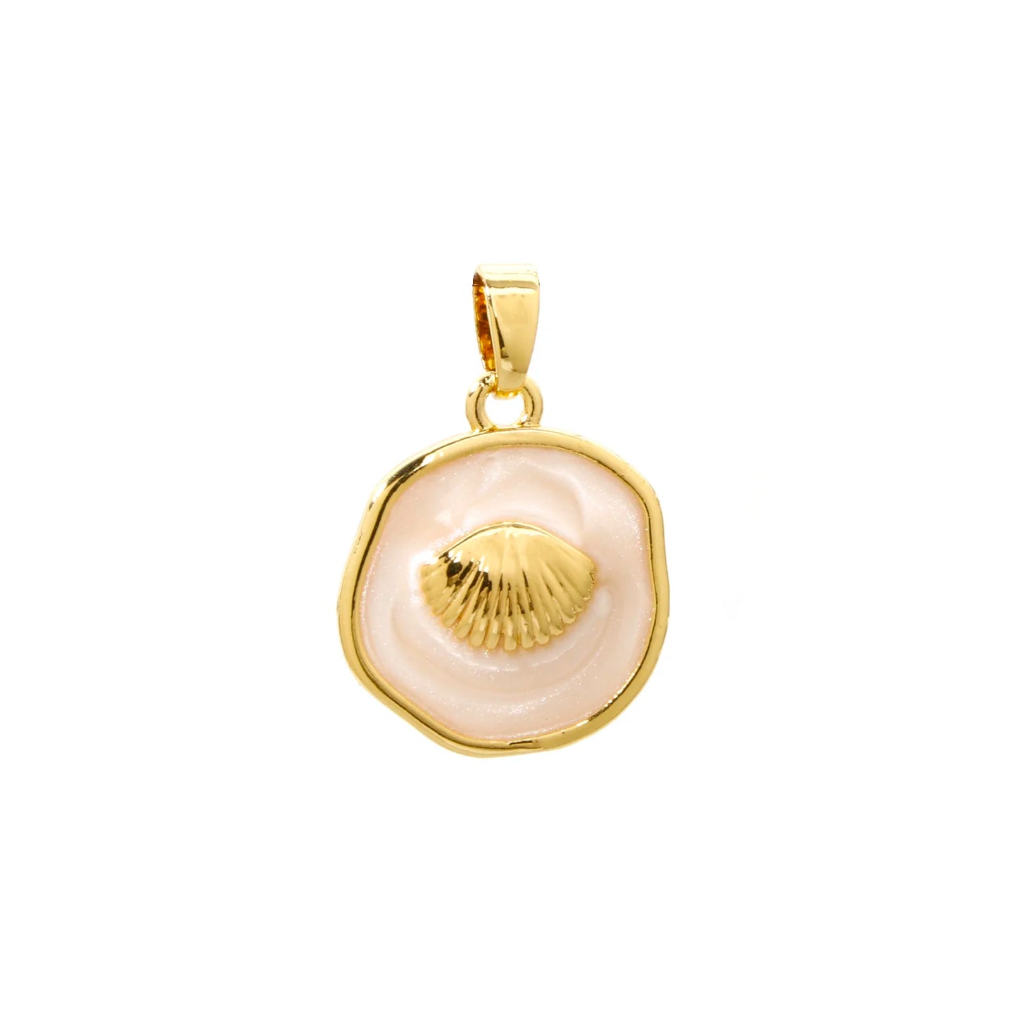 2 PCs Brass Ocean Series Charm Pendant 18K Gold Plated Irregular Enamel Shell Starfish Dolphin For Necklace Making 22mm x 15mm