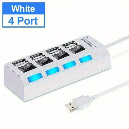 USB 3.0 Hub 4 Port 7 Port High Speed Data Transfer Expander with Led Switch Lamp Power Adapter For PC Laptop Flash Drive U Disk