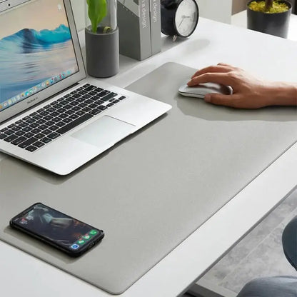 Premium PU Leather Desk Mat Waterproof Office Keyboard Protector with Non-Slip Gaming Mouse Pad Area, Large Workstation Surface