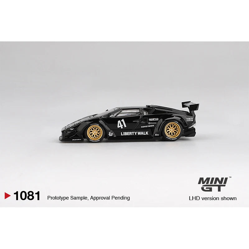 PreSale MINIGT 1081 1:64 LBWK Lamborghini Countach LB WORKS Black Diecast Car Model Collection Toys