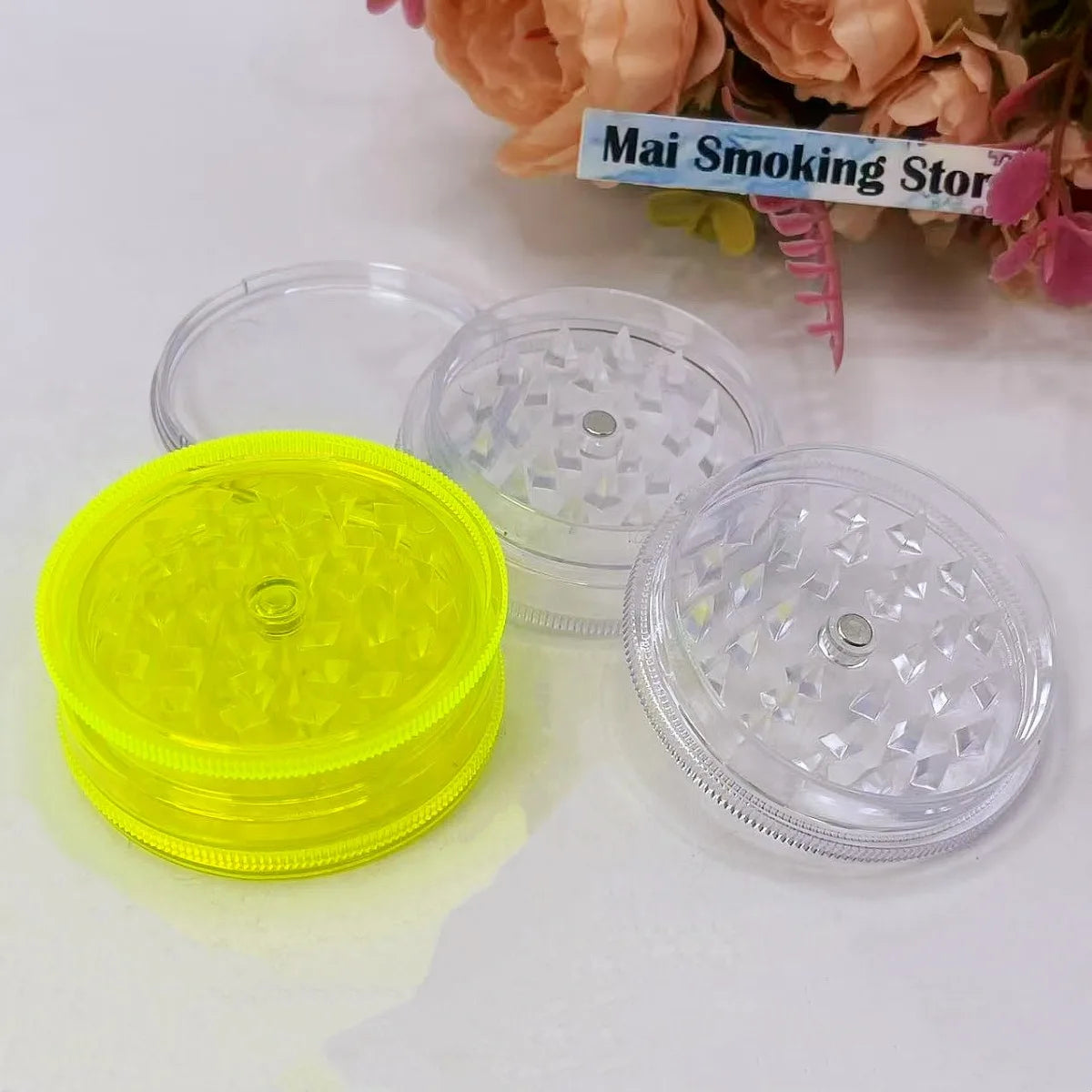 40/60mm Plastic Herb Grinder 3-layer Manual Spice Salt Mill Pepper Mortar Pestle Tobacco Raw Grass Grinder Cigarette Smoke Tool