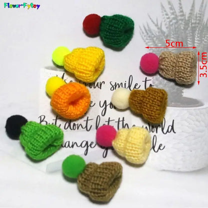 5PCS/lot Mini Handmade Small Knitting Hat For DIY Dolls Decoration Phone Case Decoration 3.5CM