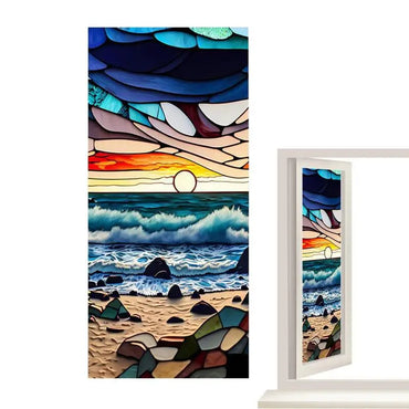 Colorful Painting Film Static Cling Glass Window Privacy Film Removable Decorative Decals Home Bathroom Window Door Sticker