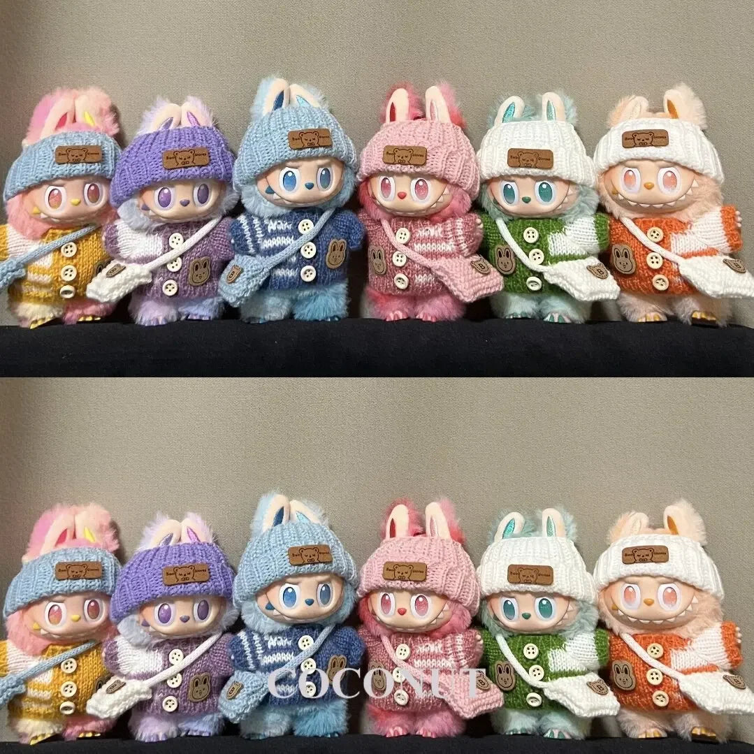 Labubu 3.0 Big into Energy Series Clothes  Labubu Bear Sweater Flanged hat Set Combining fashion & cuteness Labubu Ropa[no doll]