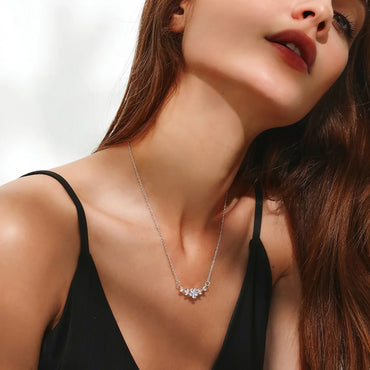 ZAKOL Fashion Cubic Zirconia Flower Pendant Necklace for Women Gold Color Charm Choker Bridal Wedding Party Jewelry