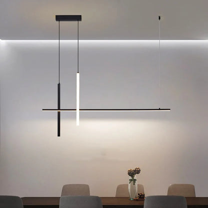 Modern Minimalist Led Chandelier Dimmable Black for Table Dining Room Kitchen Bar Pendant Lamp Home Decoration Light Fixture