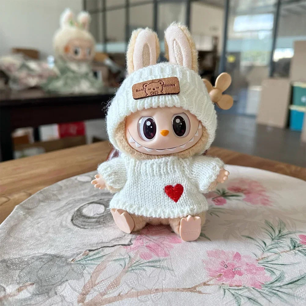 Labubu 3.0 Big into Energy Series Clothes  Labubu Bear Sweater Flanged hat Set Combining fashion & cuteness Labubu Ropa[no doll]
