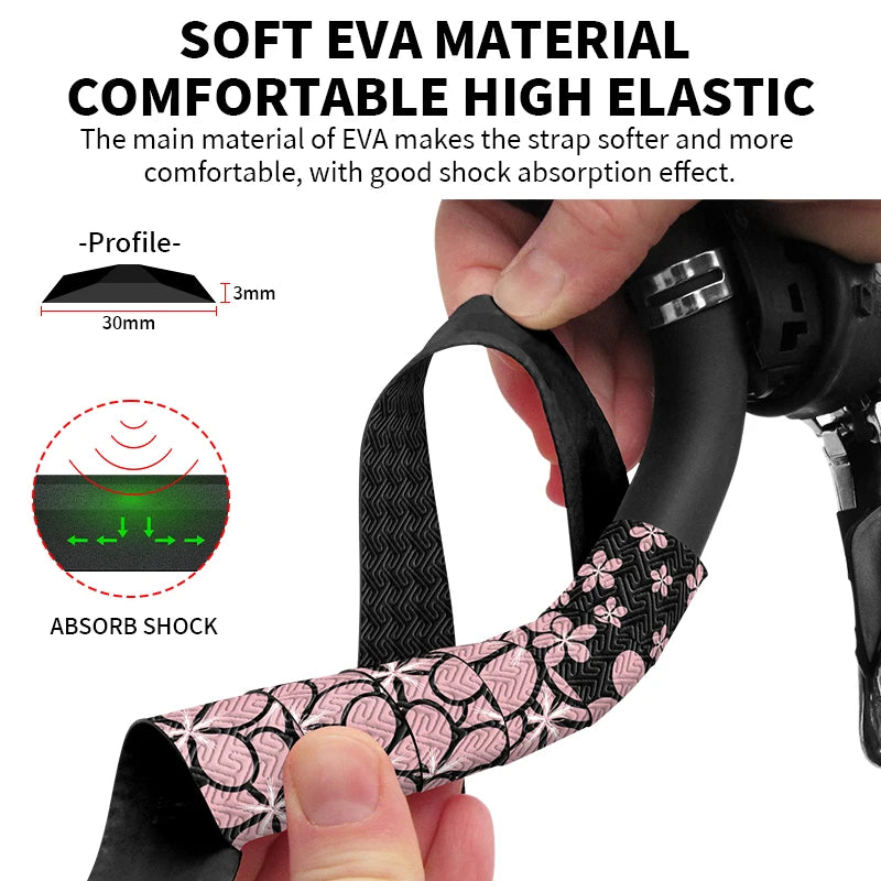 BUCKLOS Road Bike Handlebar Tape EVA+PU Non-slip Shock Absorption Handlebar Tape Flower Bar Tape Waterproof Bycicle Accessories