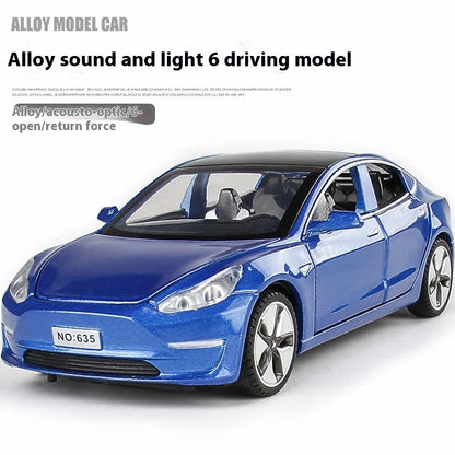 1:32 Model 3 Model X Alloy Diecast Metal Model Car Sound & Light Mini GT Miniature Collections Decorative Ornaments Gifts Friend