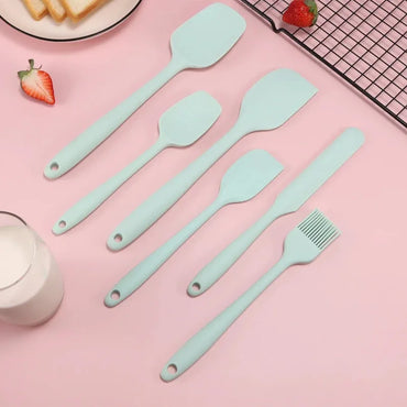 6Pcs Silicone Spatula Set Food Grade Cream Mixing Spoon Non Stick Heat Resistant Spatulas for Cooking Baking Mixing Baking Tools