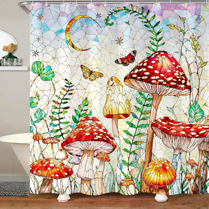 Colorful tree flower shower curtain fabric bathroom decoration with 12 hooks 180x 180cm bathtub shower curtain