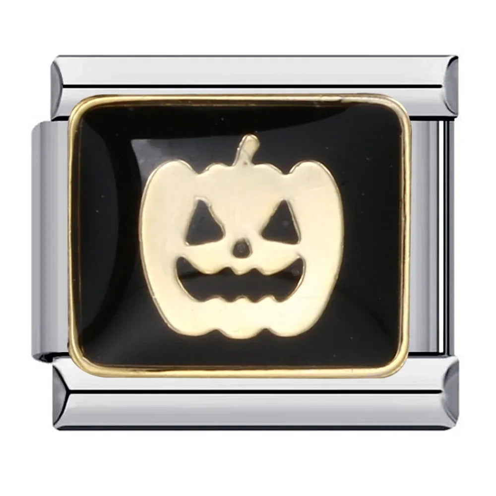 New Fashion Halloween Dark Style Skull Italian Charm Links Fit 9mm Stainless Steel Module Bracelet DIY Making Jewellry