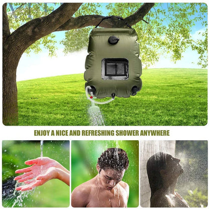 Solar Shower Bag | 20L Solar Heating Camping Shower Bag | Removable Hose | On-Off Switchable Shower Head | Ducha Portatil | Trav