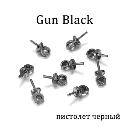 50-100pcs/lot Brass Half hole Charms Eye Pins Beads End Caps Top Drilled Pendant Bails Findings Connectors For Jewelry Makings