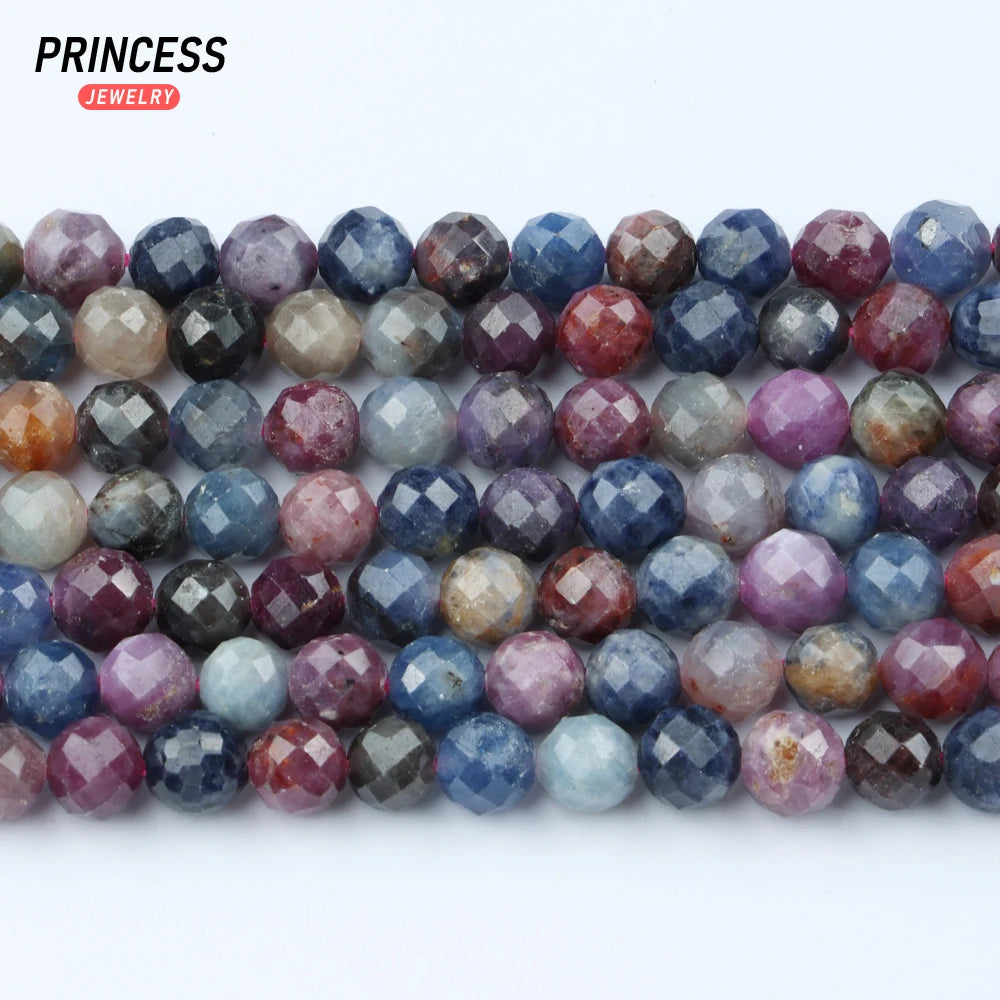 Natural Ruby Sapphire Faceted Beads Untreated Beads for Jewelry Making DIY, Wholesale Stone Beads