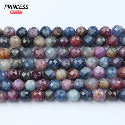 Natural Ruby Sapphire Faceted Beads Untreated Beads for Jewelry Making DIY, Wholesale Stone Beads