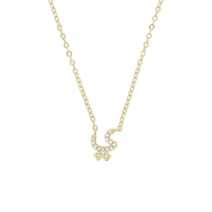 Total 31 Different Shape Arabic Letter Pendant Necklaces for Women Paved Green White Cz and Turquoise Gold Color Fashion Jewelry