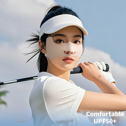 Summer Ice Silk Sunscreen Mask Women Outdoor UV Shade Breathable Golf Mask Hanging Ear Outdoor UPF50+
