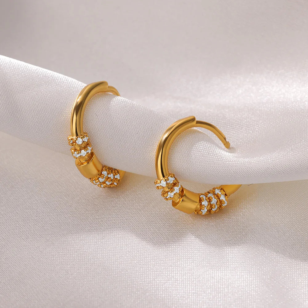 Luxury Star Zircon Earrings for Women Gold Color Stainless Steel Earrings 2024 Trend Couple Jewelry free shipping items aretes