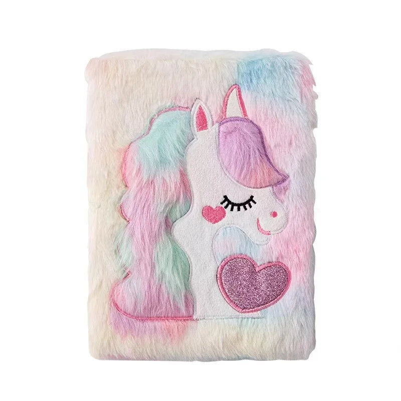 1PC A5 Unicorn Plush Notebook Macaron Girl Heart Diary Student Cartoon Handbook Adhesive Edition