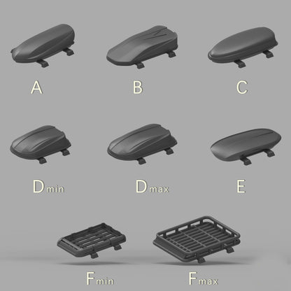 1/64 Luggage Baggage Package Car Roof Dome Parts Suitcase Box Black Decoration Ornament for 1:64 HotW Domeka Mini Cars Model Toy