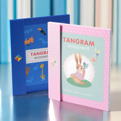 Magnetic Wooden Tangram Block Puzzle Game for Kids - Montessori Educational Intelligence Jigsaw Children's Gift