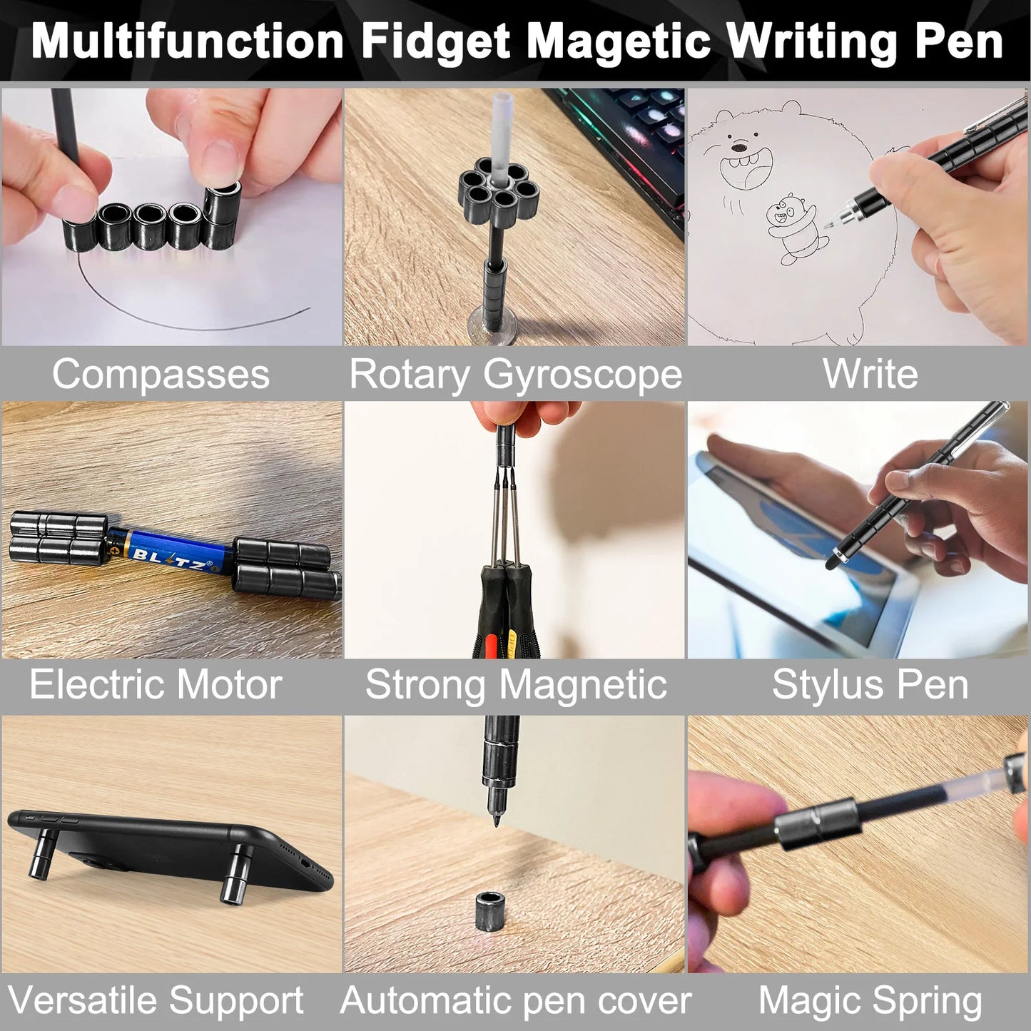 Magnetic Fidget Pen DIY Magnet Fidgi Pen Multifunctional Deformable Magnet Writing Ballpoint Toy Pen, Best Gift for Friends