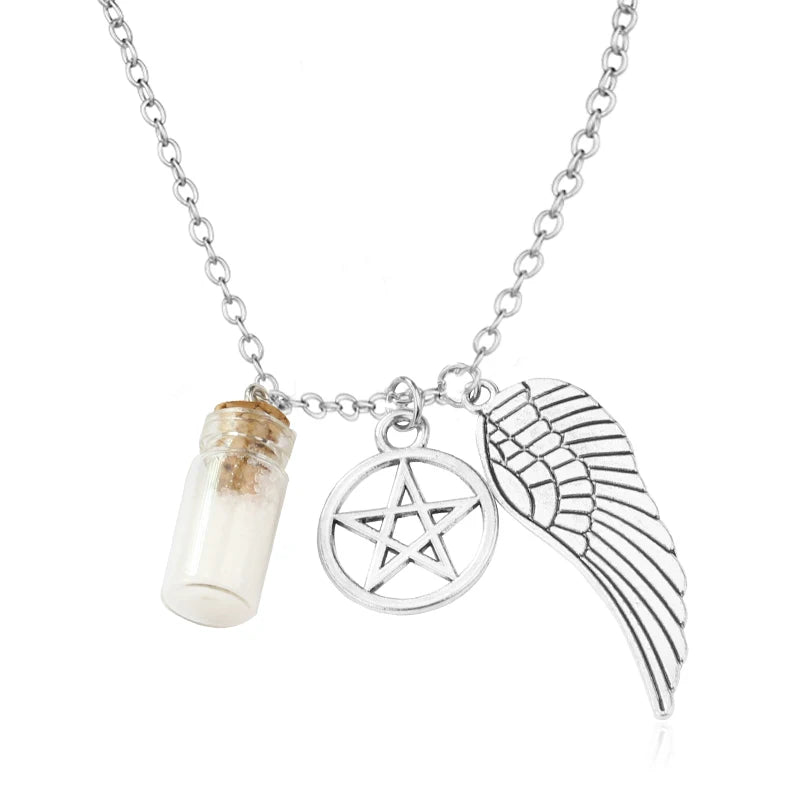 Movie Supernatural Dean Leather Rope Coppery Pendant Necklace for Women Men Winchester Jensen Jewelry Ackles Amulet Vintage