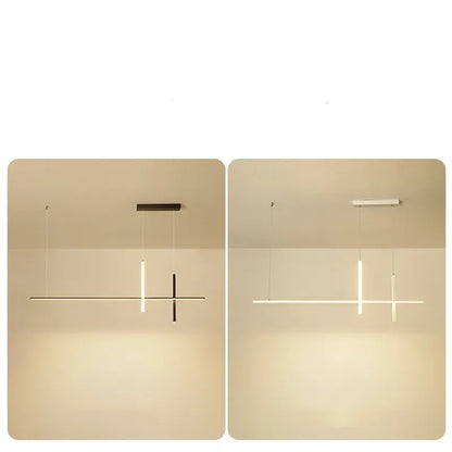 Modern Minimalist Led Chandelier Dimmable Black for Table Dining Room Kitchen Bar Pendant Lamp Home Decoration Light Fixture