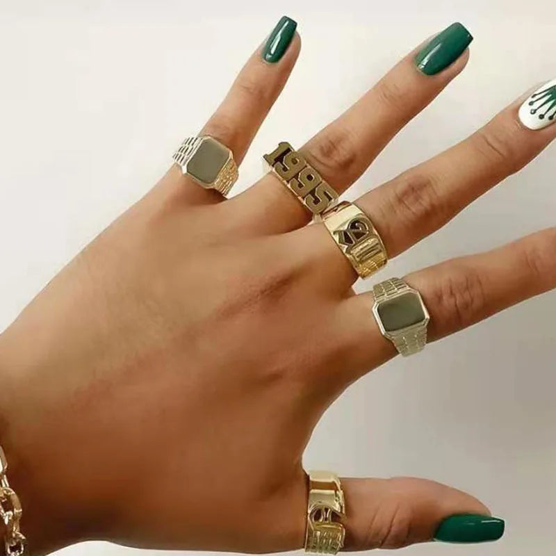 Joolim Jewelry High End Pvd Wholesale Waterproof Trendy Geometric Width Square Stainless Steel Ring for Women