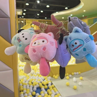 Sanrio Plush Pendant Kuromi Cinnamoroll Bad Badtz Maru Hello Kitty Pom Pom Purin My Melody Pochacco Kawaii Pendant