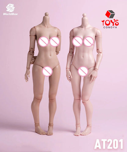 AT201 AT202 AT203 1/6 Girls Joint Flexible Body Normal Fat Leg 12 Inch Female Soldier White Suntan Skin Action Figure Body