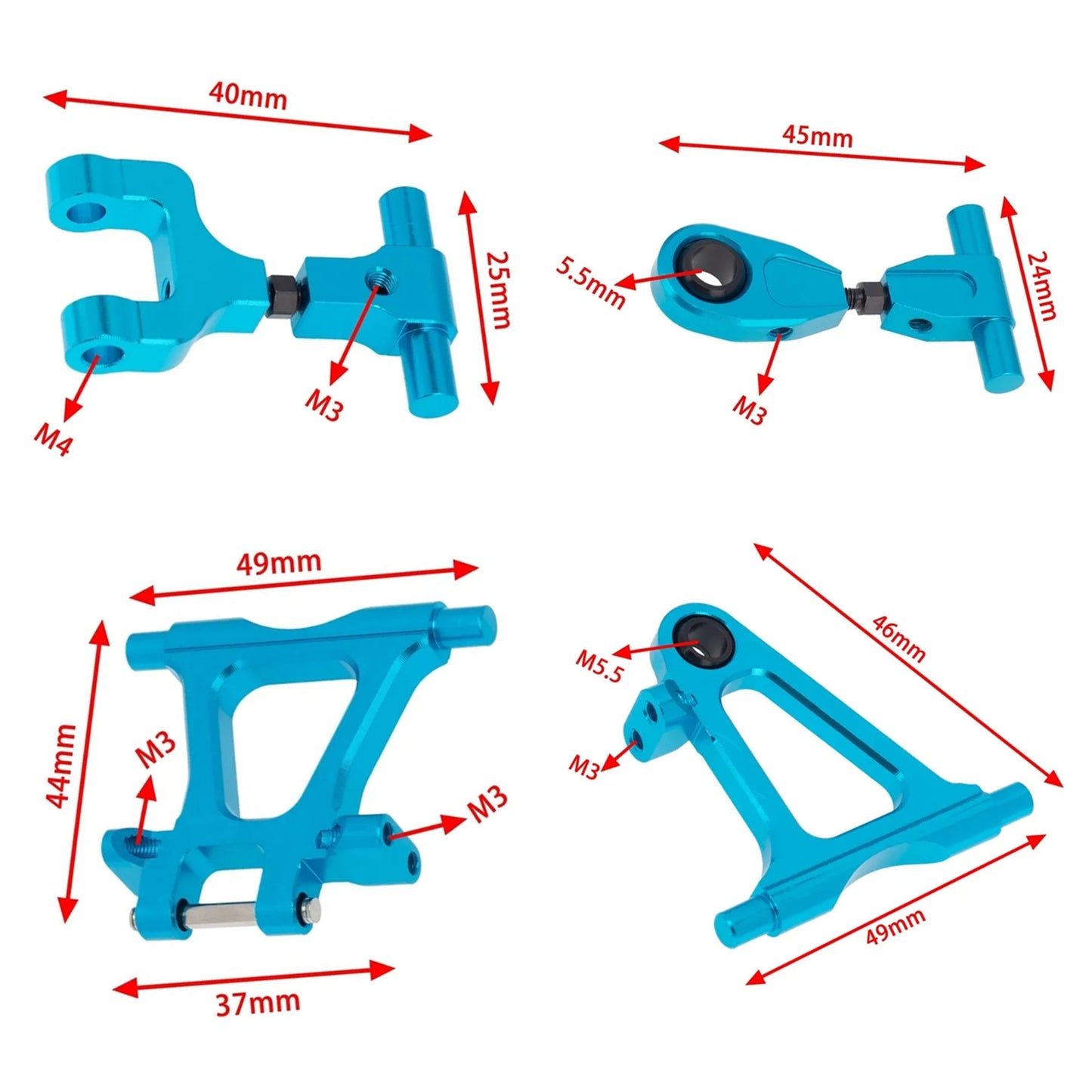 TT-02 Modification Accessory Kit Metal Swing Arm Steering Cup CVD Bumper Motor Base for 1/10 RC Car Tamiya TT02 Upgrade Parts